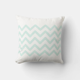 Weiche weiße und Cyan-grüne Pastel Zigzag Muster Kissen