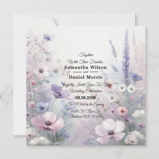 Weiche Wildblume Meadow Daydreams Einladung (Vorderseite)