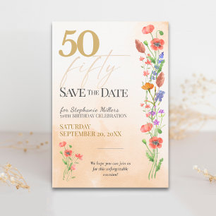 Weiche Wildblumen 50. Geburtstagsfeier Save The Date