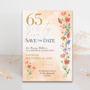 Weiche Wildblumen-Feier zum 65. Geburtstag Save The Date