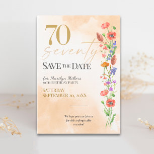 Weiche Wildblumen-Feier zum 70. Geburtstag Save The Date