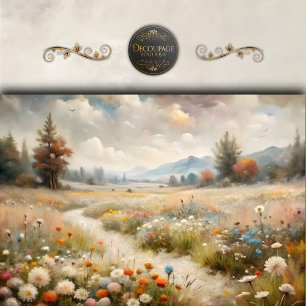 Weiche Wildblumen-Tal-Landschaftsdecoupage Seidenpapier