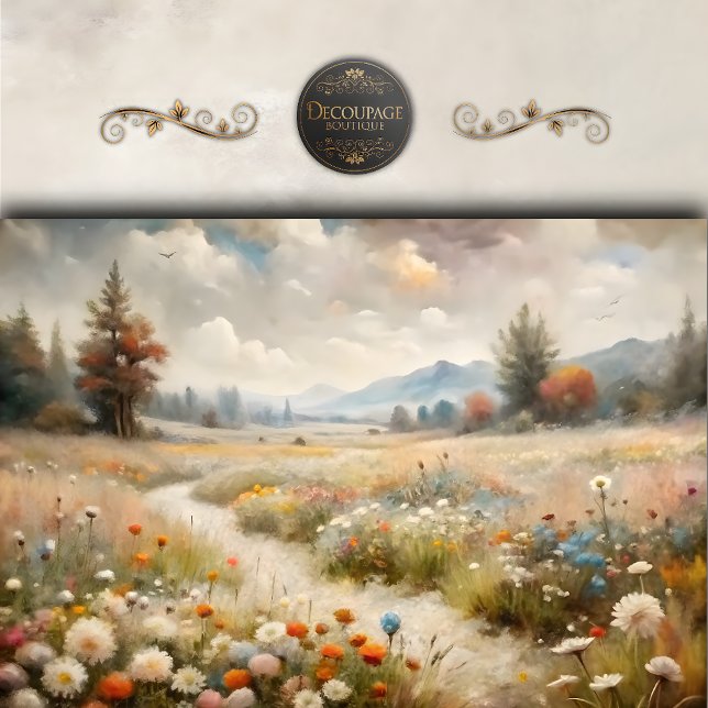 Weiche Wildblumen-Tal-Landschaftsdecoupage Seidenpapier (Soft Wildflower Valley Landscape Decoupage Tissue Paper)