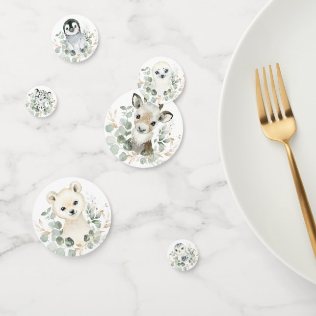 Weiche Winter Arctic Animals Grüne Gold Kranz Konfetti (Gruppe)