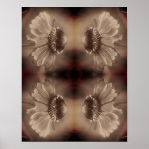 Weiche Zinnia-Daisy-Blume in abstraktem Vintage-Se Poster