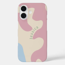 Weicher Abstrakter, Bio Personalisierter Name iPhone 16 Hülle
