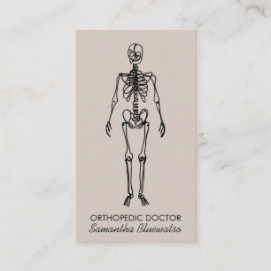 Weicher beiger Skelett-Orthopäde beim Modellieren Visitenkarte