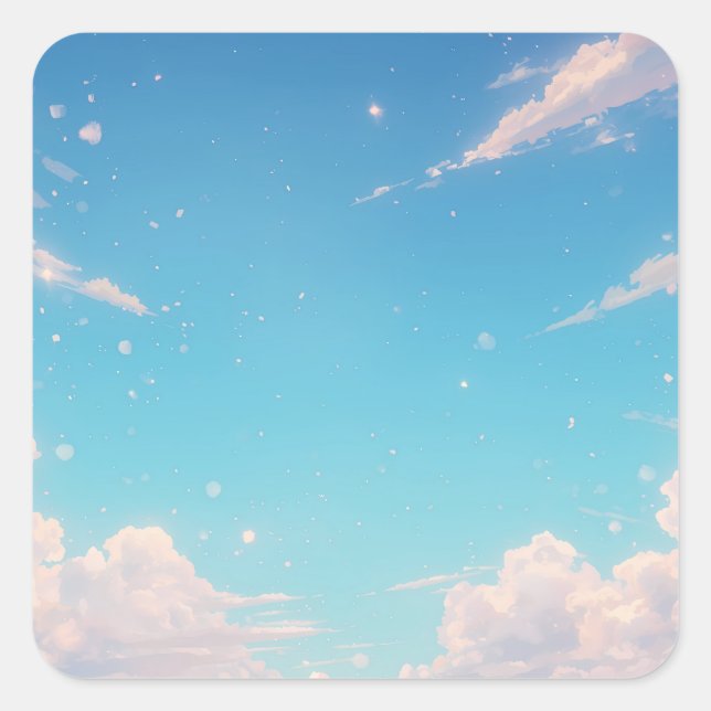 Weicher blauer Himmel Quadratischer Aufkleber (Vorderseite)