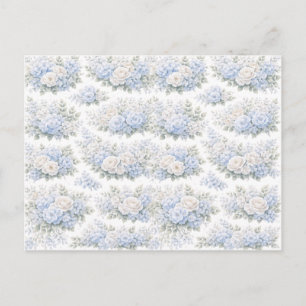 Weicher blauer weißer Blumenstrauß Romantisch Eleg Postkarte