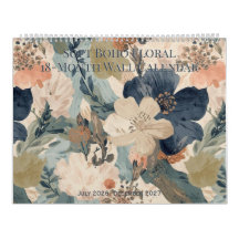 Weicher Boho-Blumenkalender für 18 Monate an der W