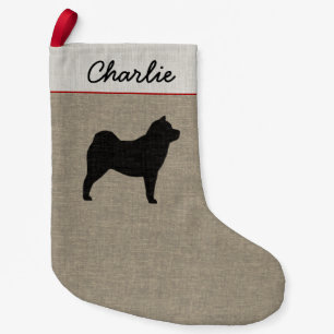 Weicher Chow Dog Silhouette Personalisiert Xmas Kleiner Weihnachtsstrumpf
