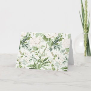 Weicher grüner Garten floral mit weißen Blüten Karte