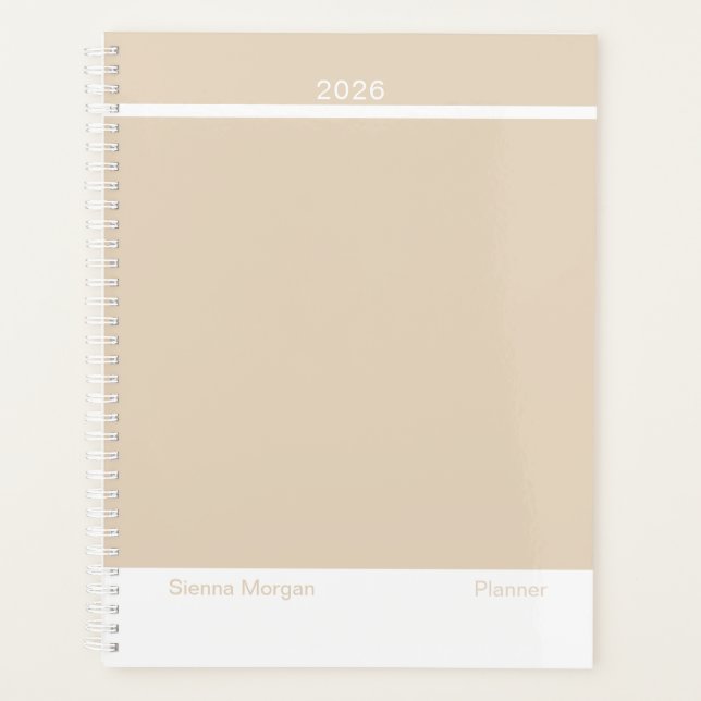 Weicher Khaki/Beige Minimalist Planer (Vorderseite)