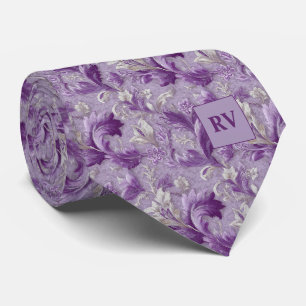 Weicher lila violetter botanischer Scroll Krawatte