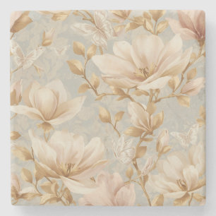 Weicher Magnolien-Schmetterling-Botanischer Muster Steinuntersetzer