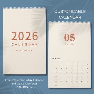Weicher neutraler Ton Minimalistisches Design Kale Kalender