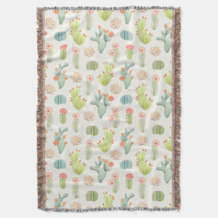 Weicher Pastellkaktus u. saftiges Muster Decke
