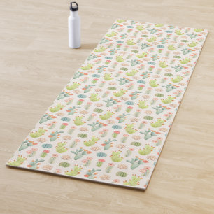 Weicher Pastellkaktus u. saftiges Muster Yogamatte