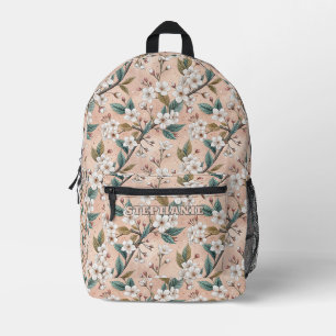 Weicher Pfirsich-Sakura-Zweig Botanisches Muster Bedruckter Rucksack