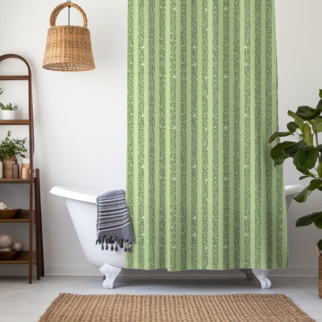 Weicher Pistazien-Glitter-Stil Minimal-Muster Duschvorhang (Von Creator hochgeladen)