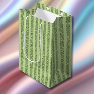 Weicher Pistazien-Glitter-Stil Minimal-Muster Mittlere Geschenktüte