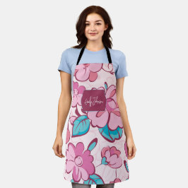 Weicher rosa Blüten Blumenmuster mit individuellem Schürze