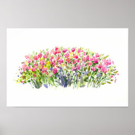 Weicher rosa Garten Aquarell – Florales Akzent Poster