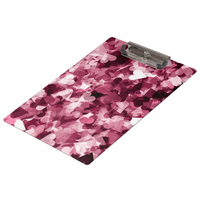 Weicher rosa Kawaii Herz-Hintergrund Klemmbrett (Schrägansicht)