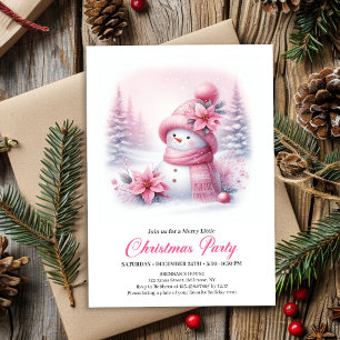 Weicher Rosa Schneemann Digitaler Kinder Weihnacht Einladung