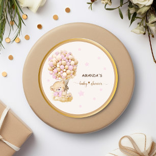 Weicher Rosa Teddybär für Baby Mädchen Runder Aufkleber