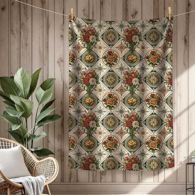 Weicher Vintager Blumenkochhalter Klassischer Rote Fleecedecke (Soft Vintage Floral Blanket Classic Red Rose Charm)