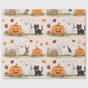 Weicher Wasserfarbe-Kinder-Halloween-Süßigkeitenko Geschenkpapier