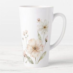 Weicher Wildblumenrand Wasserfarben Hintergrund Milchtasse