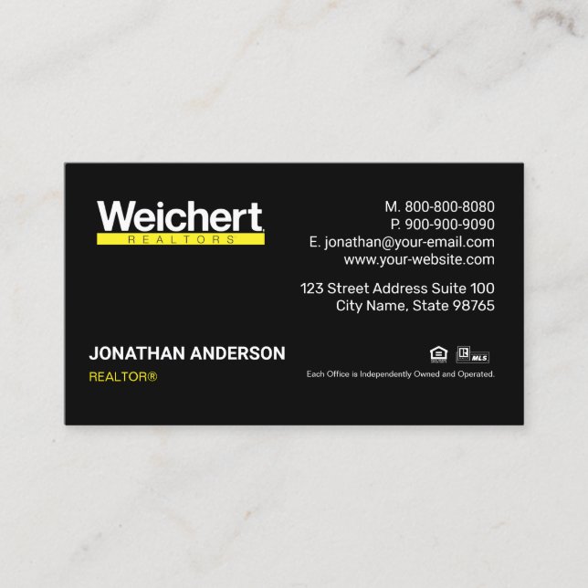 Weichert Realtors Business Card Visitenkarte (Vorderseite)