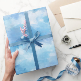 Weiches Aquarell Blau Nebel Himmel Abstraktes Must Geschenkpapier