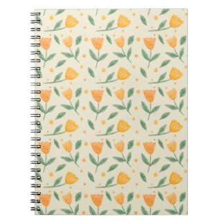 Weiches Aquarell-Orangen-Wildblumen-Nahtloses Must Notizblock