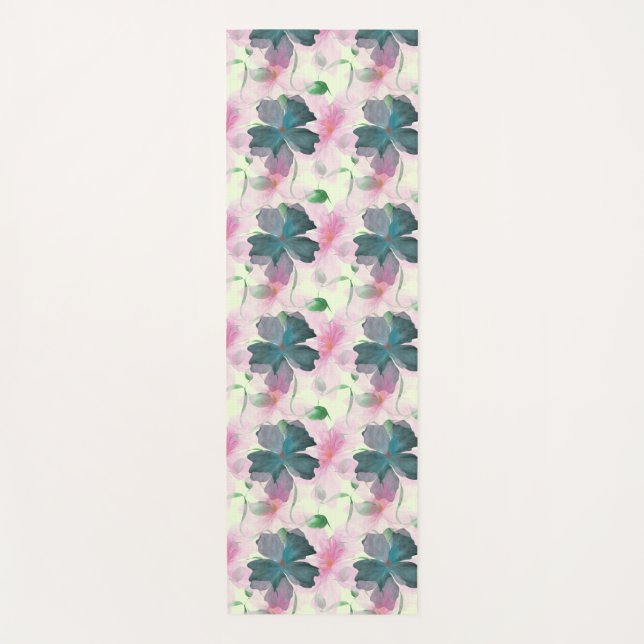 Weiches Aquarell-Rosa-Blumenmuster Yogamatte (Vorderseite)