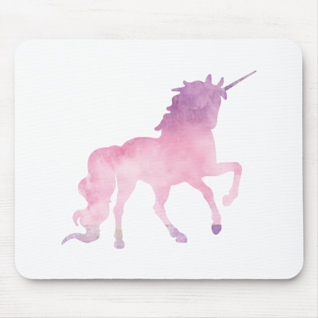 Weiches Aquarellrosa-Einhorn Mousepad (Vorne)