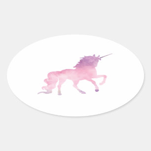 Weiches Aquarellrosa-Einhorn Ovaler Aufkleber