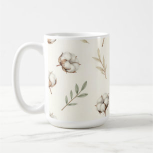 Weiches Baumwollblüten-Botanikmuster Kaffeetasse