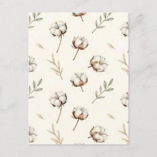 Weiches Baumwollblüten-Botanikmuster Postkarte