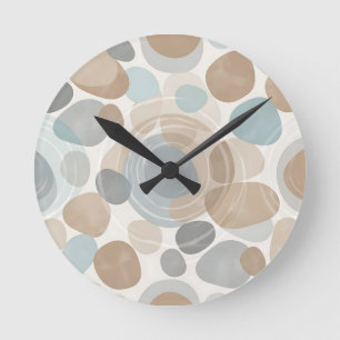 Weiches Beige Blau Grau Minimalistisches Überlappe Runde Wanduhr