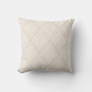 Weiches Beige Boho Blumenranken-Gittermuster Kissen