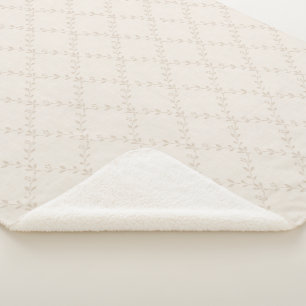 Weiches Beige Boho Blumenranken-Gittermuster Sherpadecke