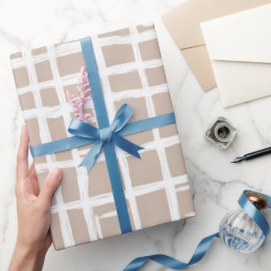 Weiches Beige Gitter Elfenbein Geometrisches Muste Geschenkpapier