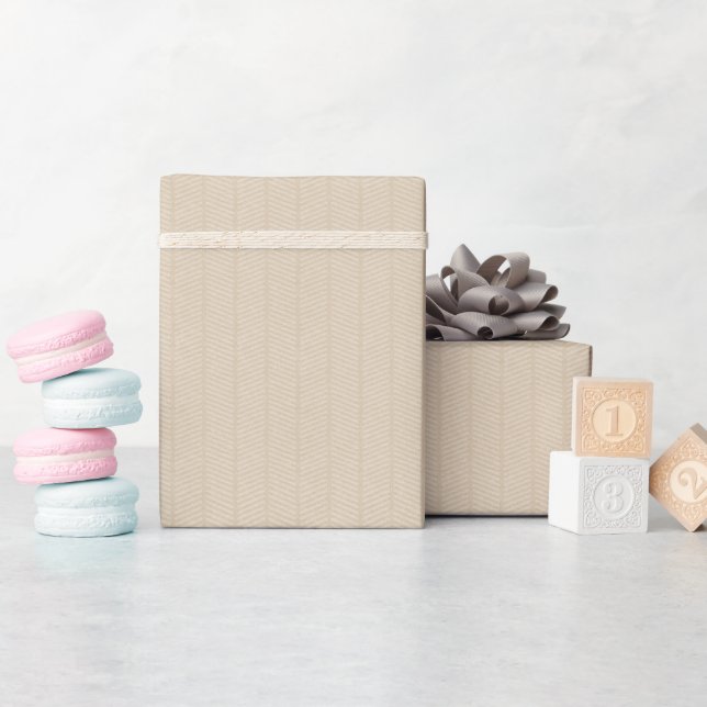 Weiches Beige Herringbone-Muster Wrapping Paper Ro Geschenkpapier (Babyparty)