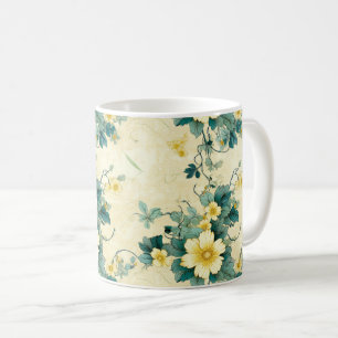 Weiches Beige Teal Gänseblümchen Landhaus Blumenmu Kaffeetasse