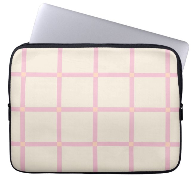 Weiches Beige- und Rosa-Rastermuster Laptopschutzhülle (Vorderseite)