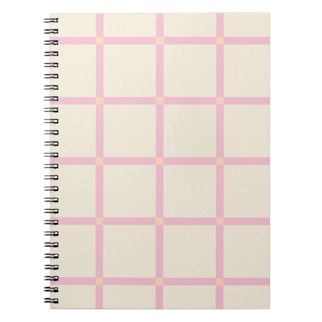 Weiches Beige- und Rosa-Rastermuster Notizblock (Vorderseite)