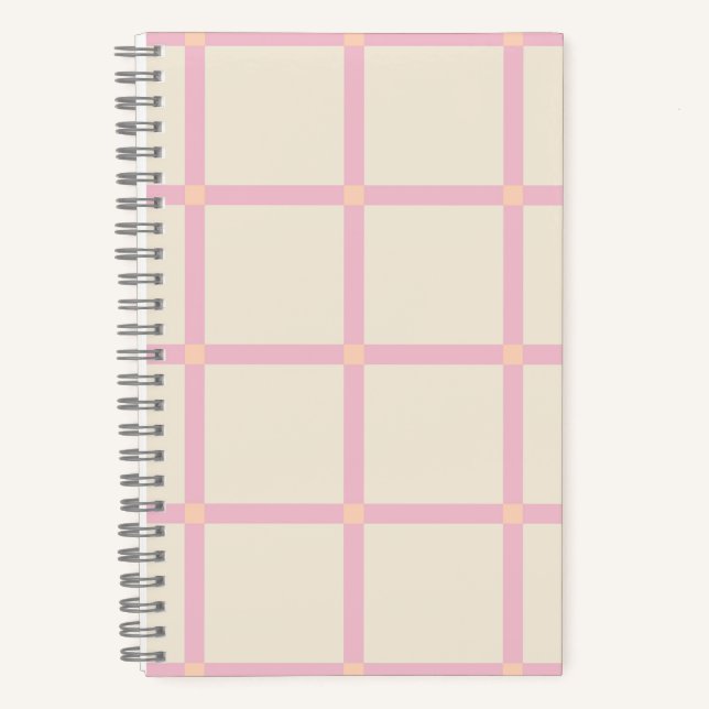 Weiches Beige- und Rosa-Rastermuster Notizbuch (Vorderseite)